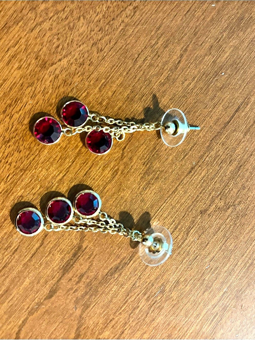 Red & Gold Drop Earrings Like New